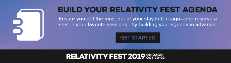 Build Your Relativity Fest 2019 Agenda